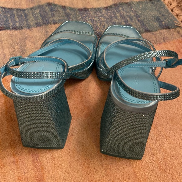 Bershka High Heel Platform Sandals with Rhinestones - Blue - Size 37, 6.5 - Picture 3 of 7